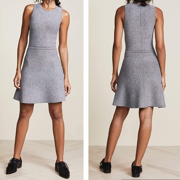 Theory Marl Flare Black, White Grey Knit Sleeveless Dress Size P - Picture 1 of 16
